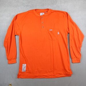 Tyndale FR Henley Shirt Sweatshirt XL Orange Long Sleeve Pullover Sweater FRMC